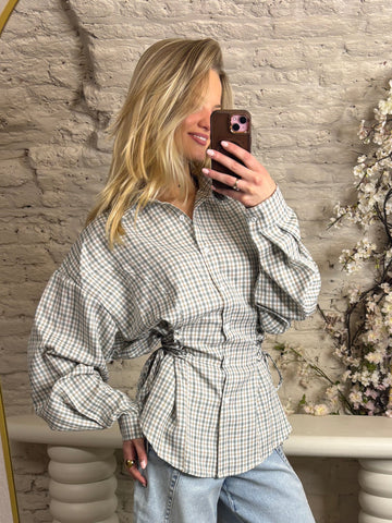 Snatched waist blouse | Geruit