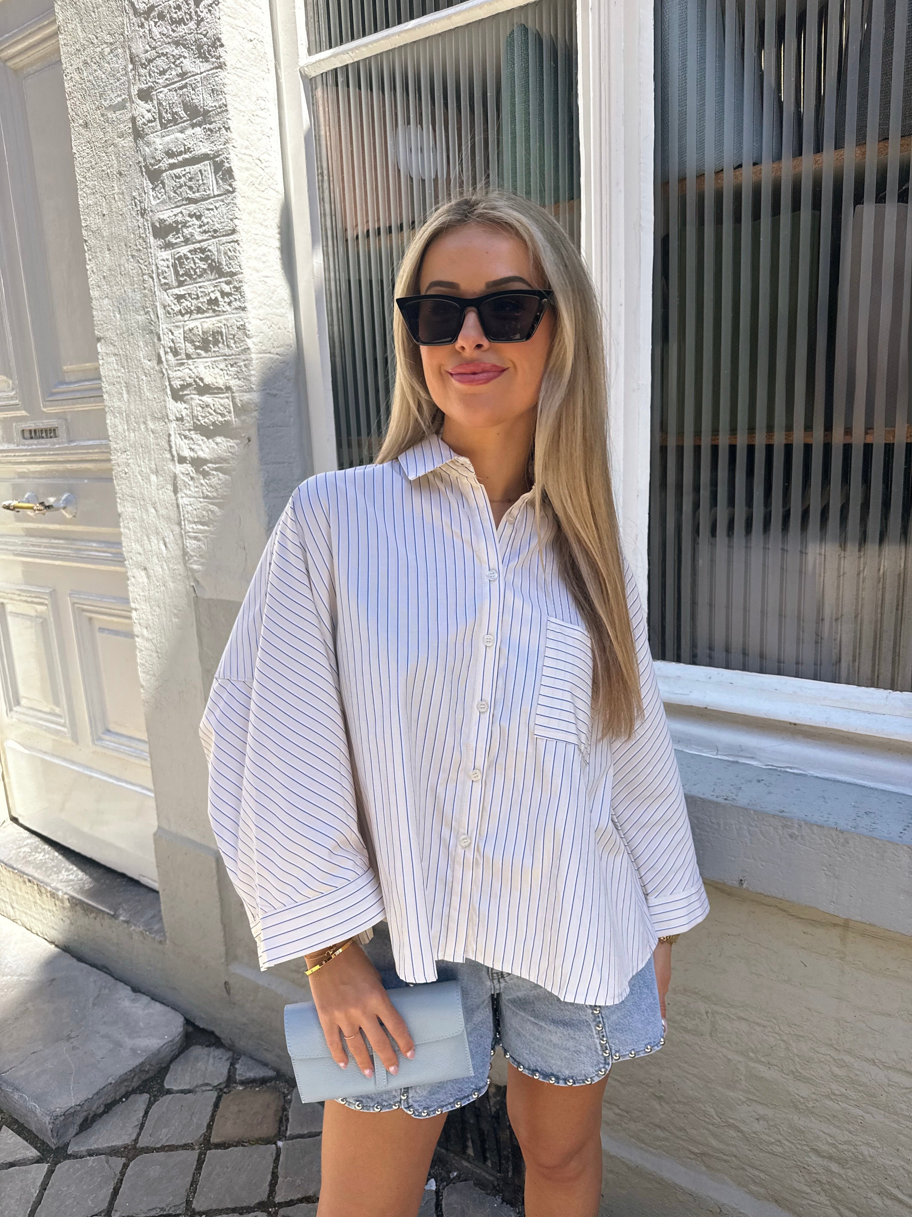 Boxy blouse | Stripes yellow blue