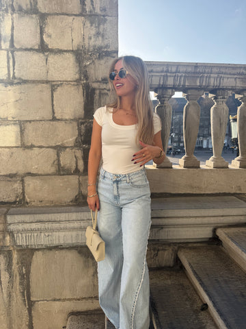 Ruffle jeans | Light blue