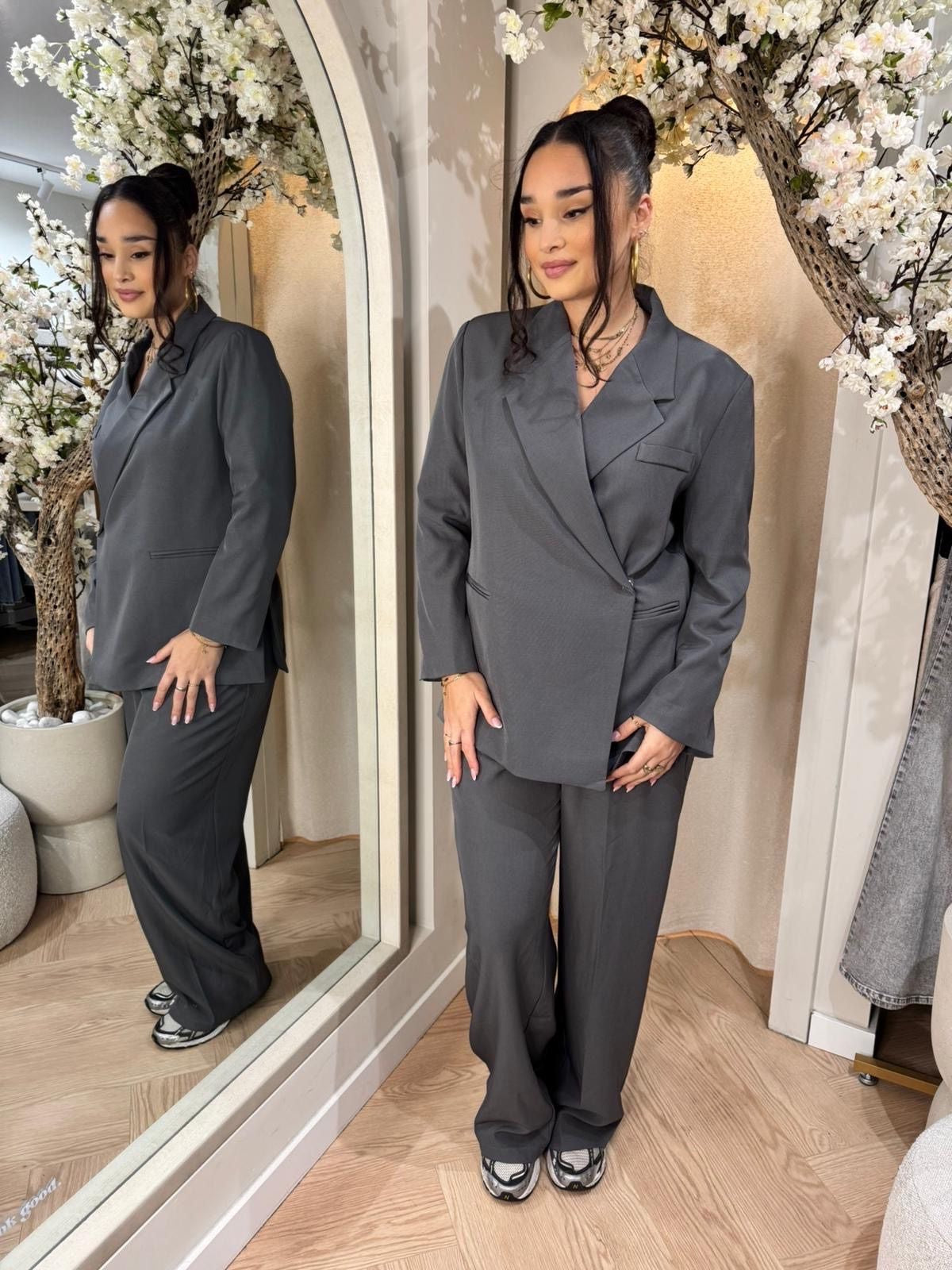 Oversized overlay blazer | Grey