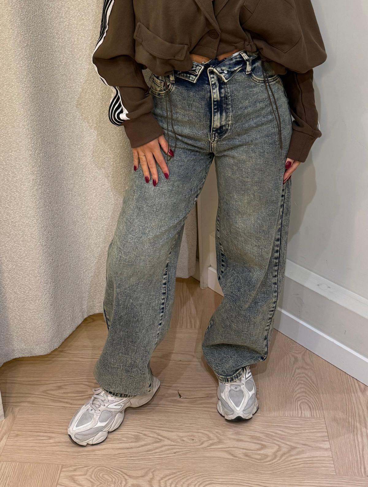 Folded jeans | Washed blue