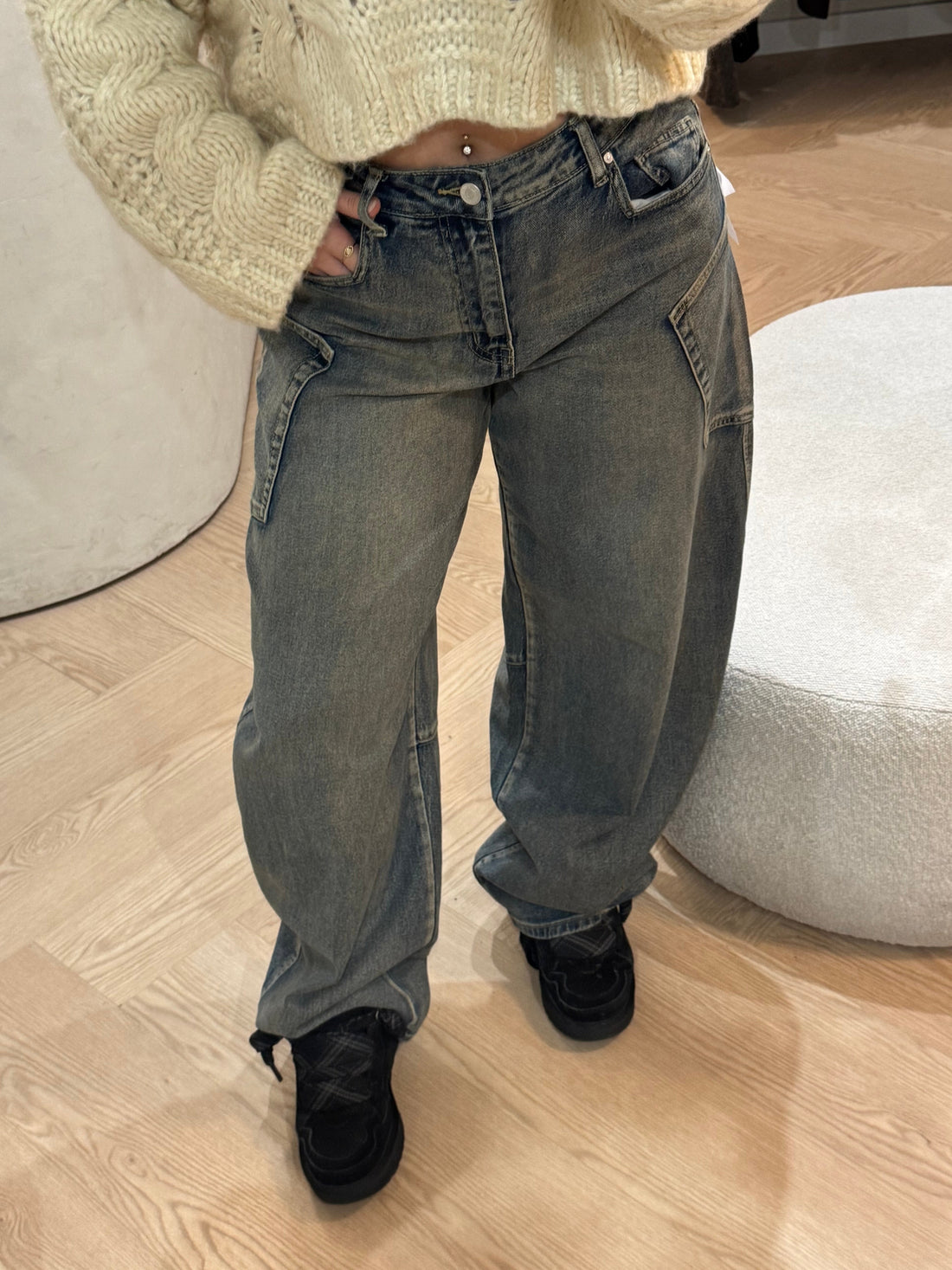 Cargo balloon Jeans | Washed blue