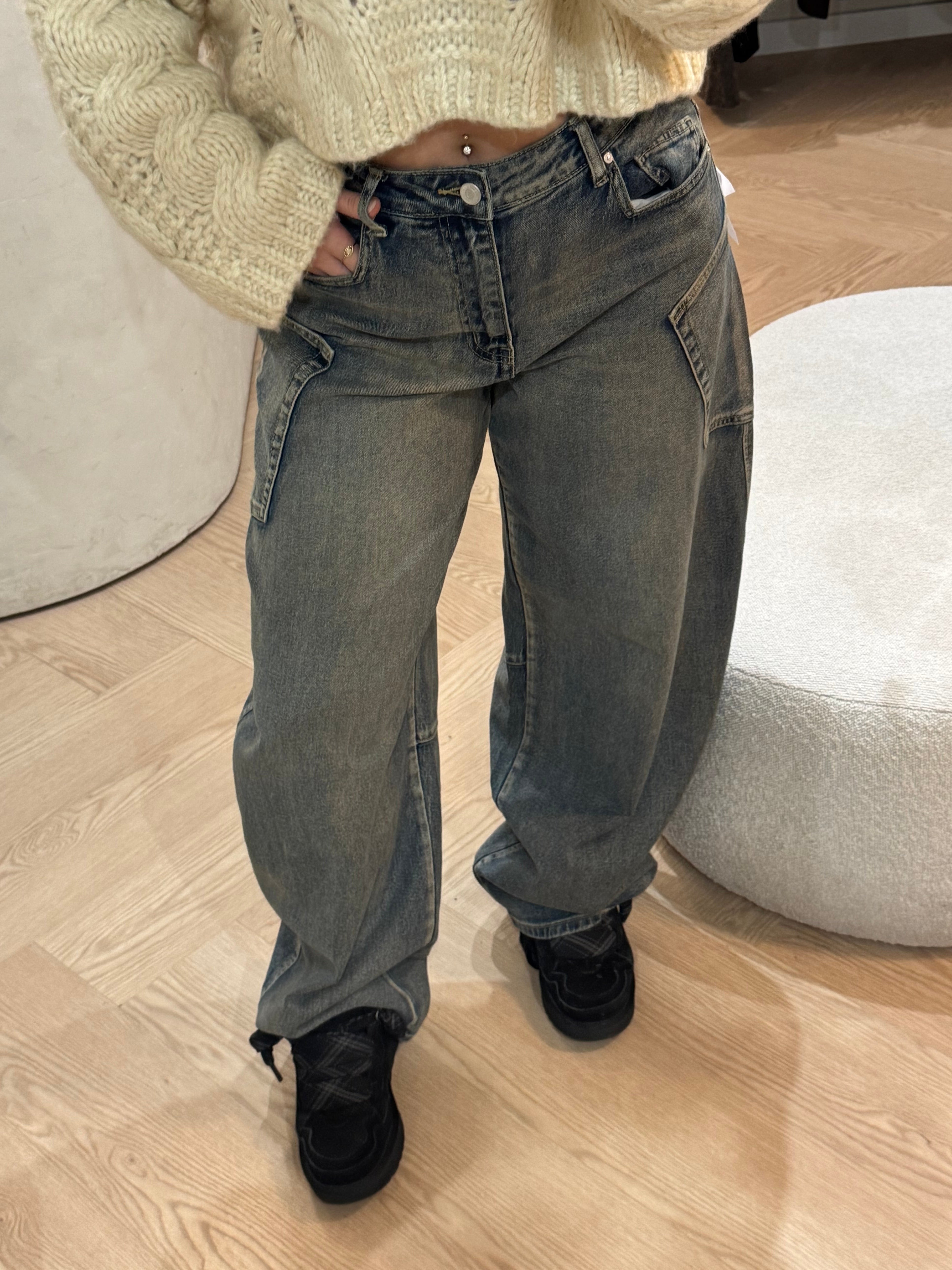 Cargo balloon Jeans | Washed blue