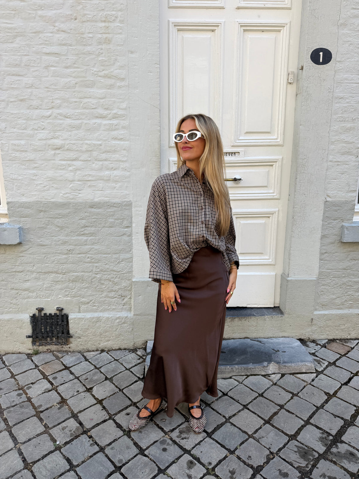 Satin skirt | Brown
