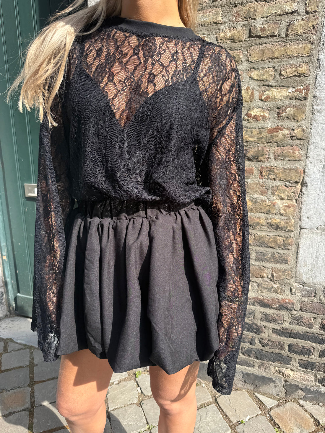 Lace oversized tee | Black