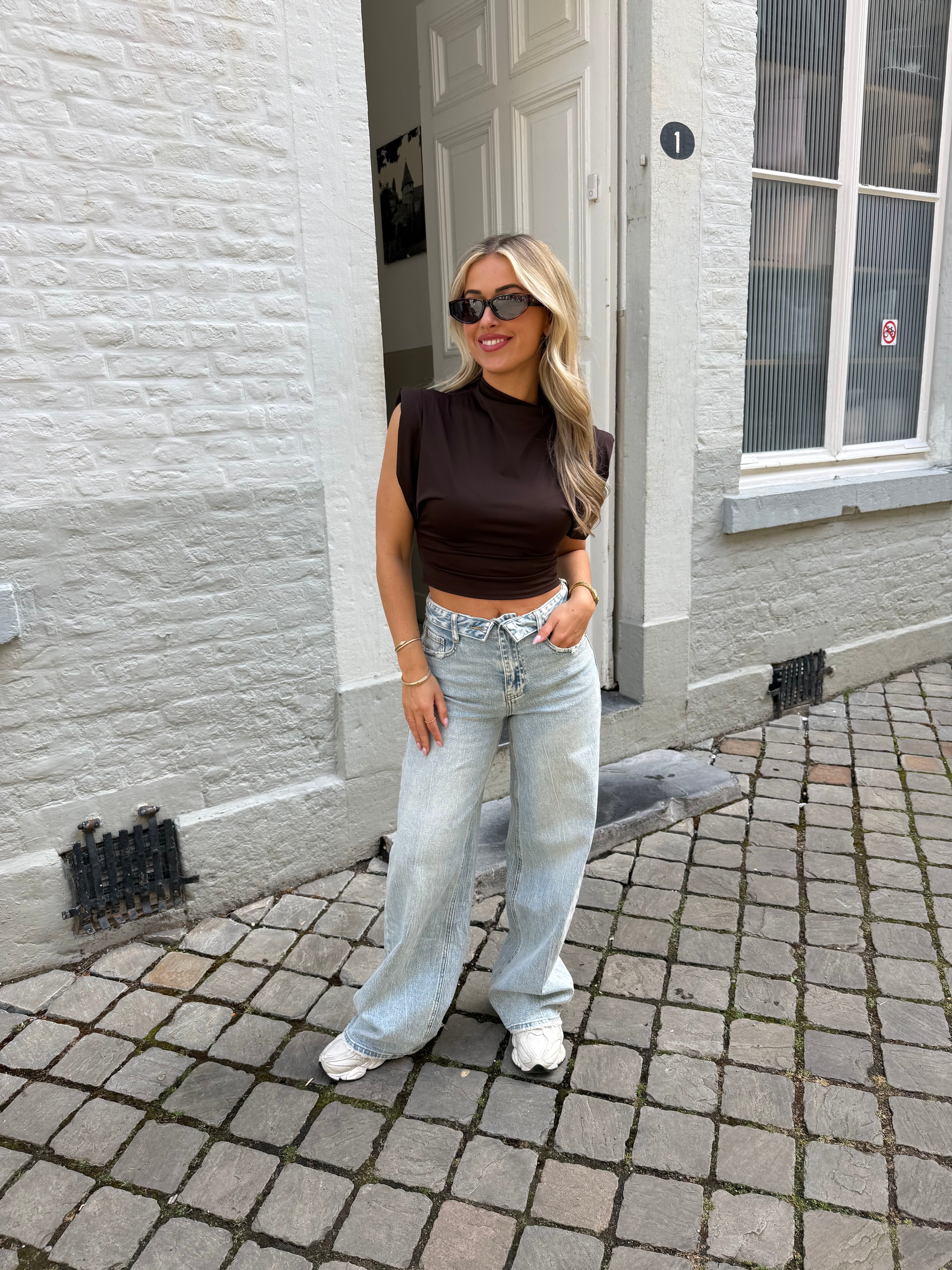 Folded baggy jeans | Blue