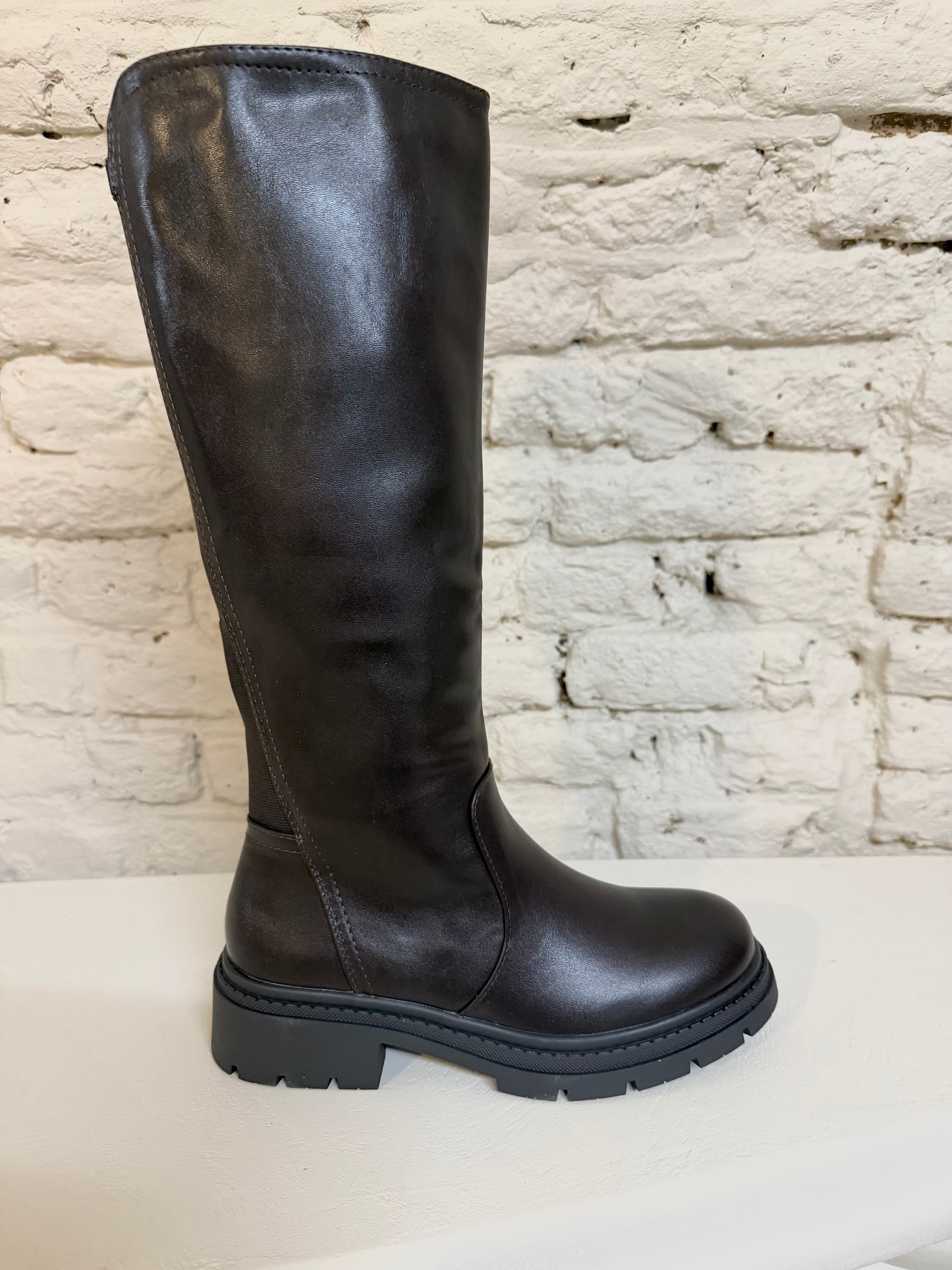 Hoge wijde laarzen | Brown