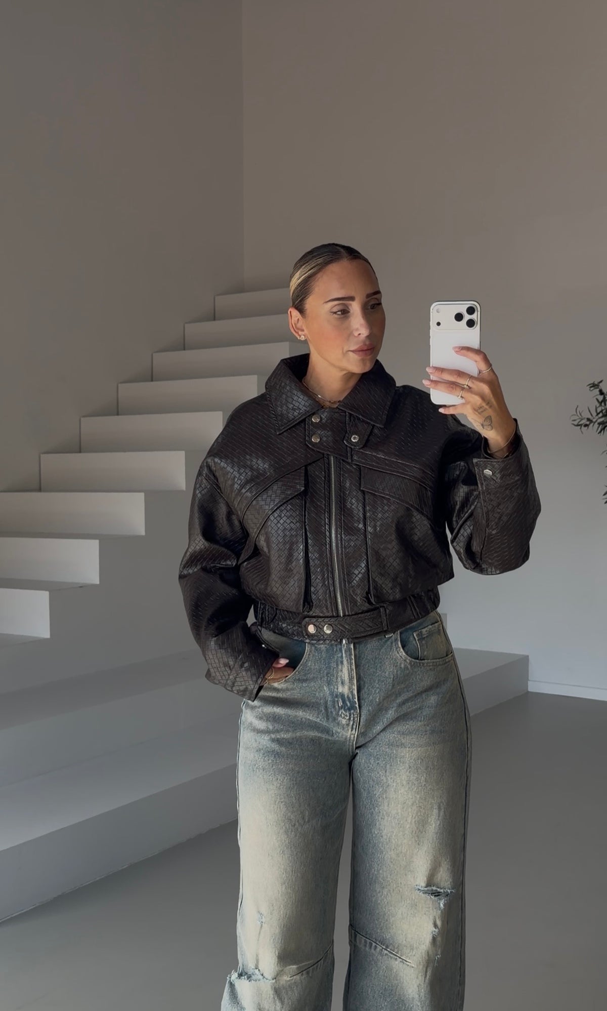Leather look jack | Brown