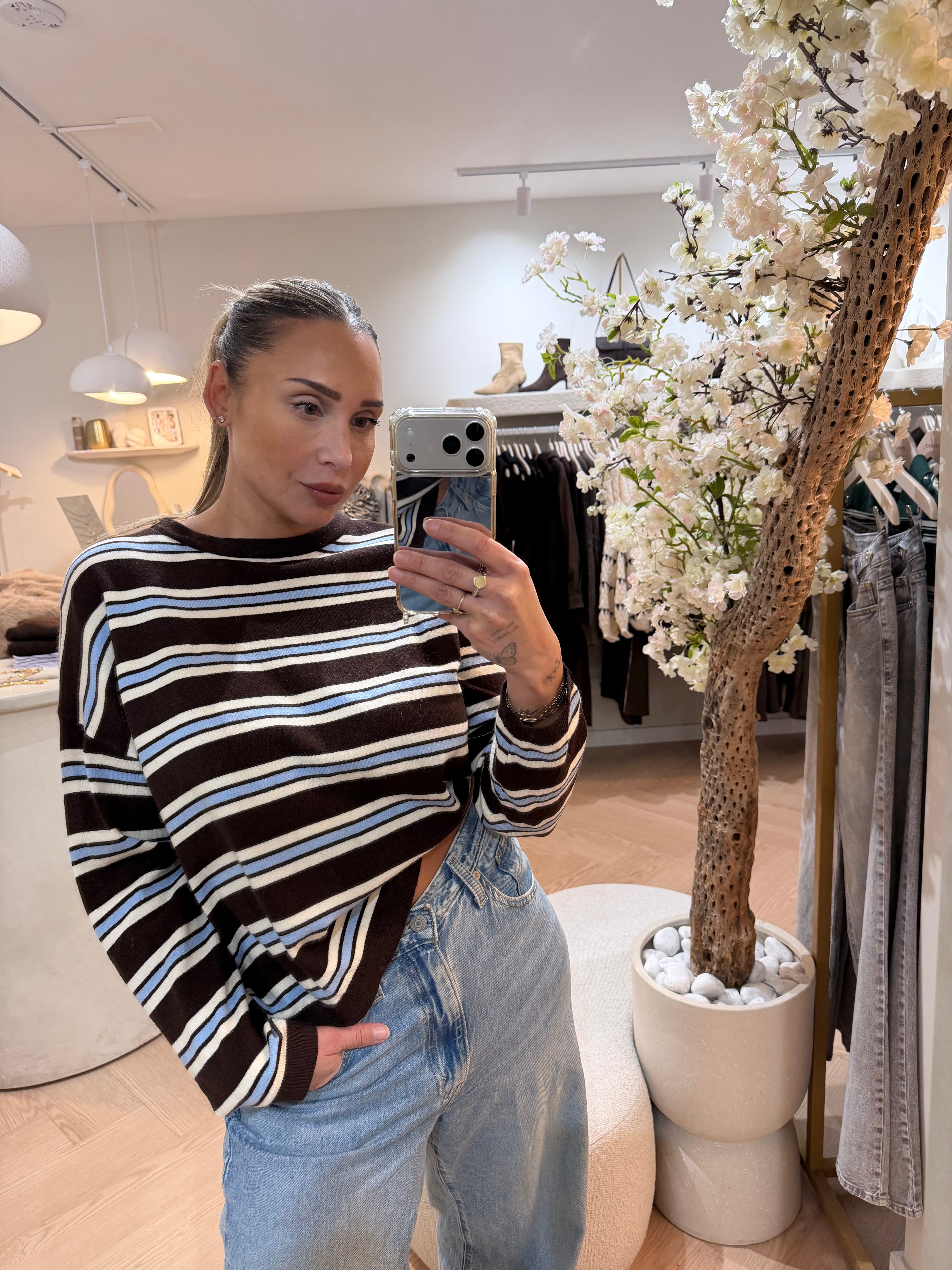 Stripes top | Brown & blue