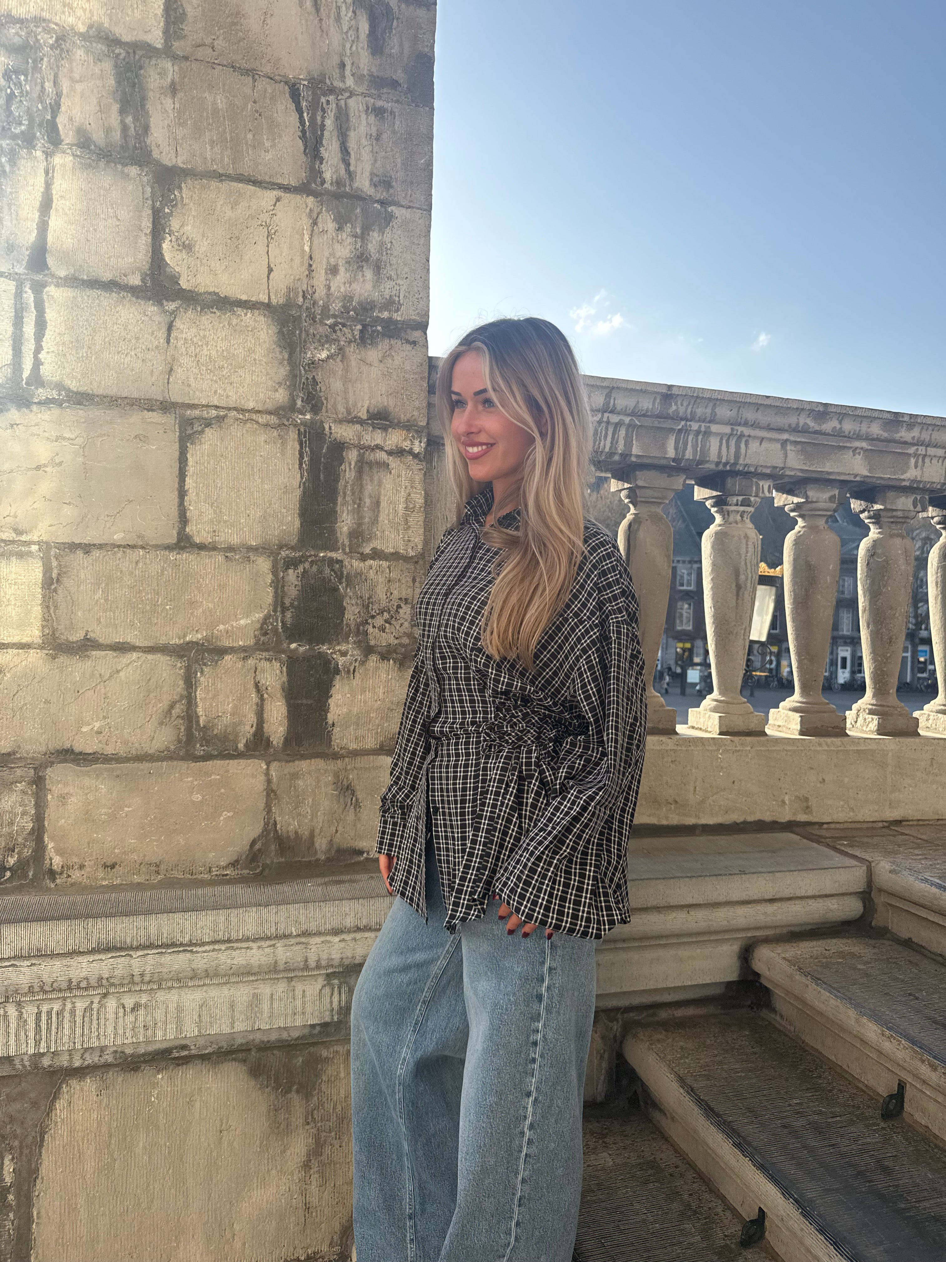 Lace-up blouse | Black