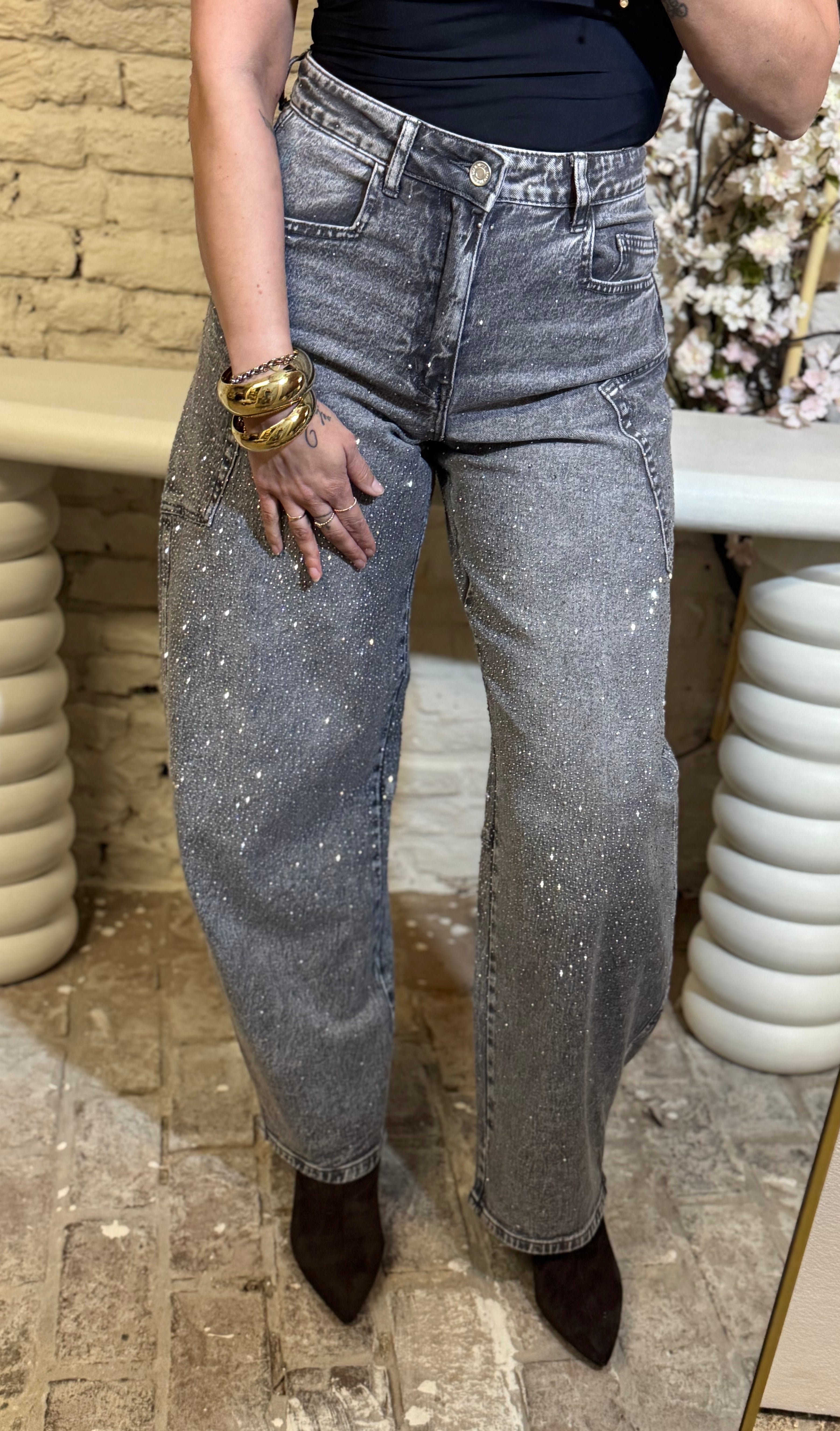 Sparkle balloon jeans | Light grey