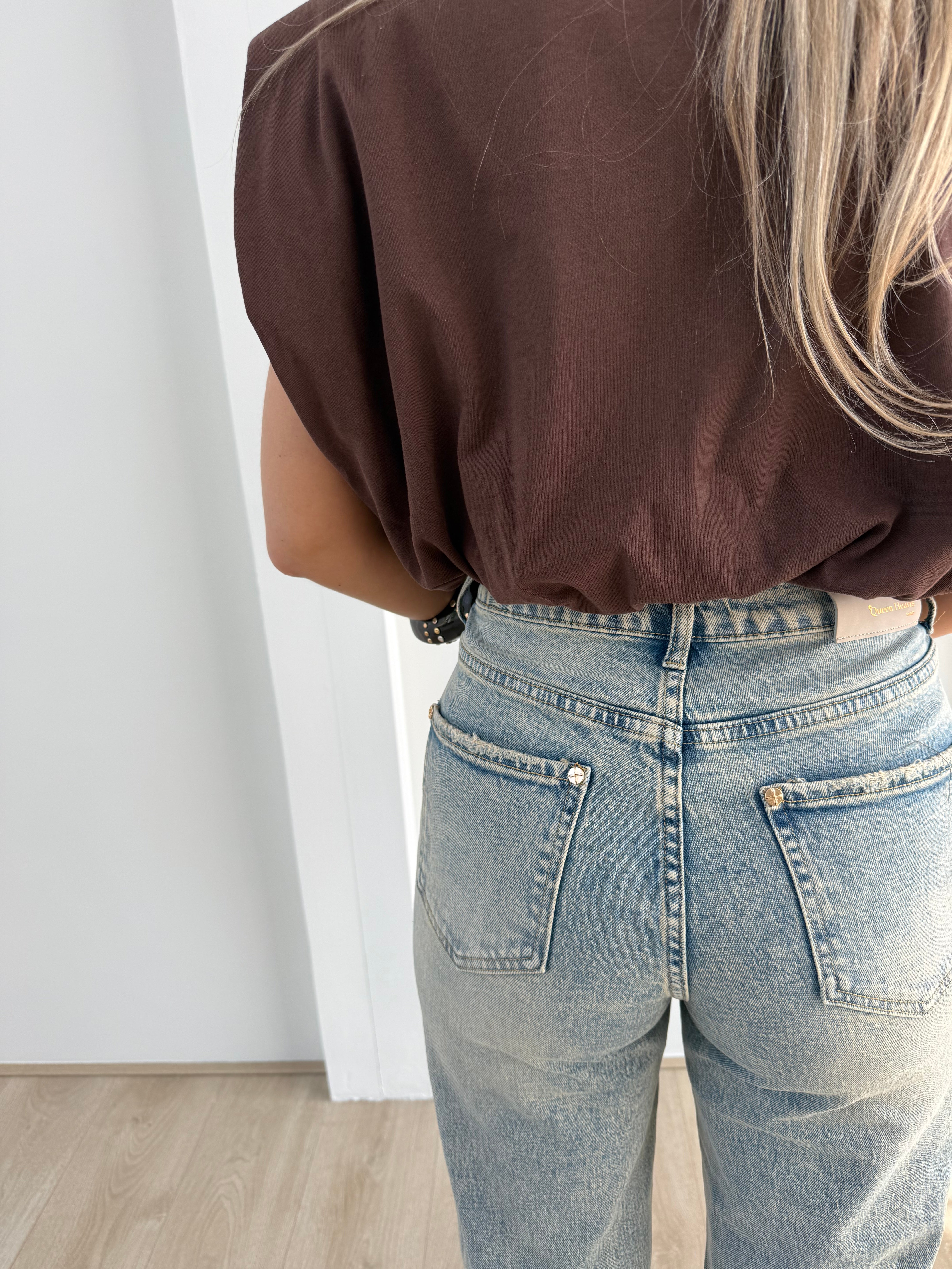 Golden button jeans | Washed blue