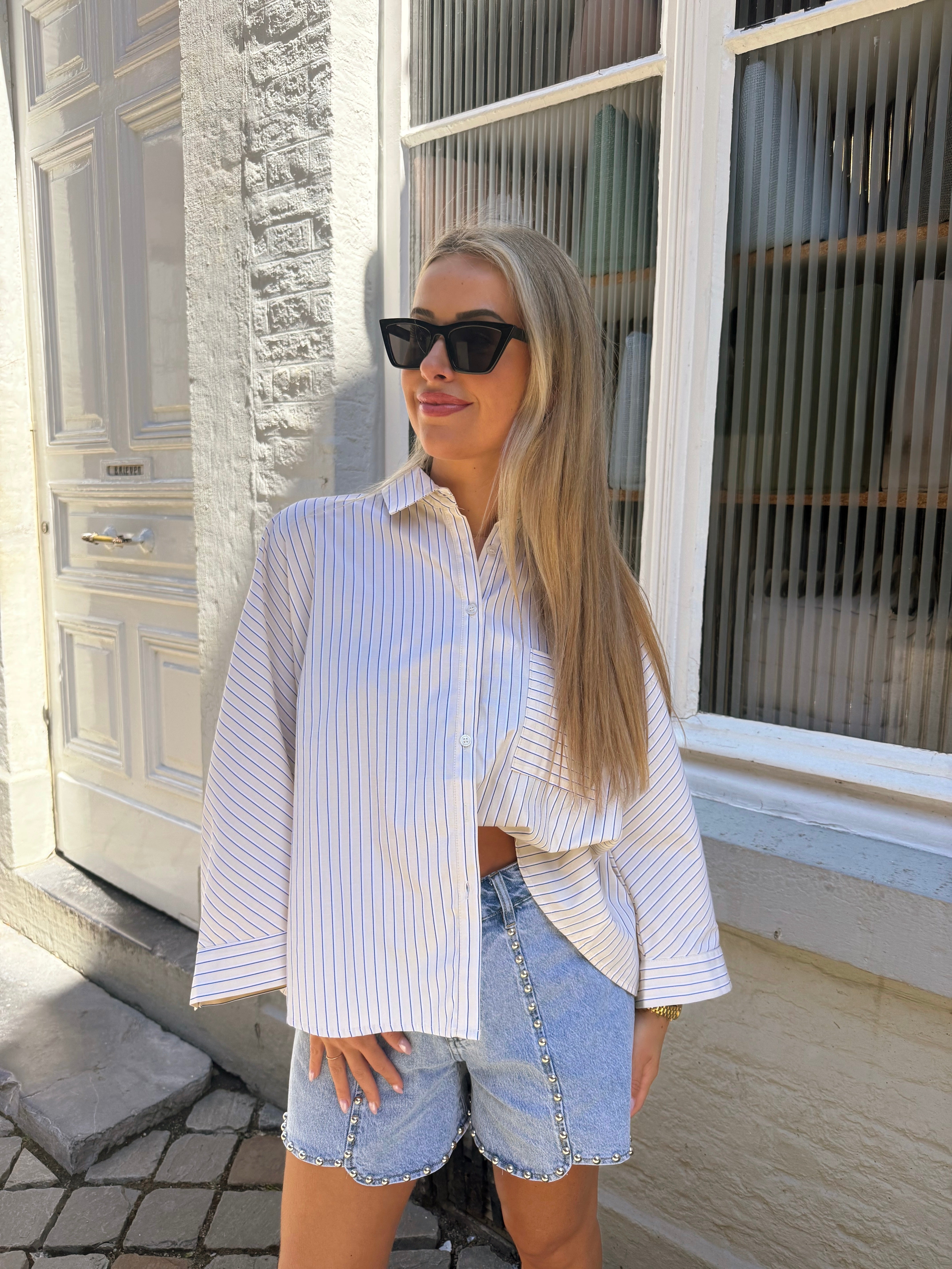 Boxy blouse | Stripes yellow blue