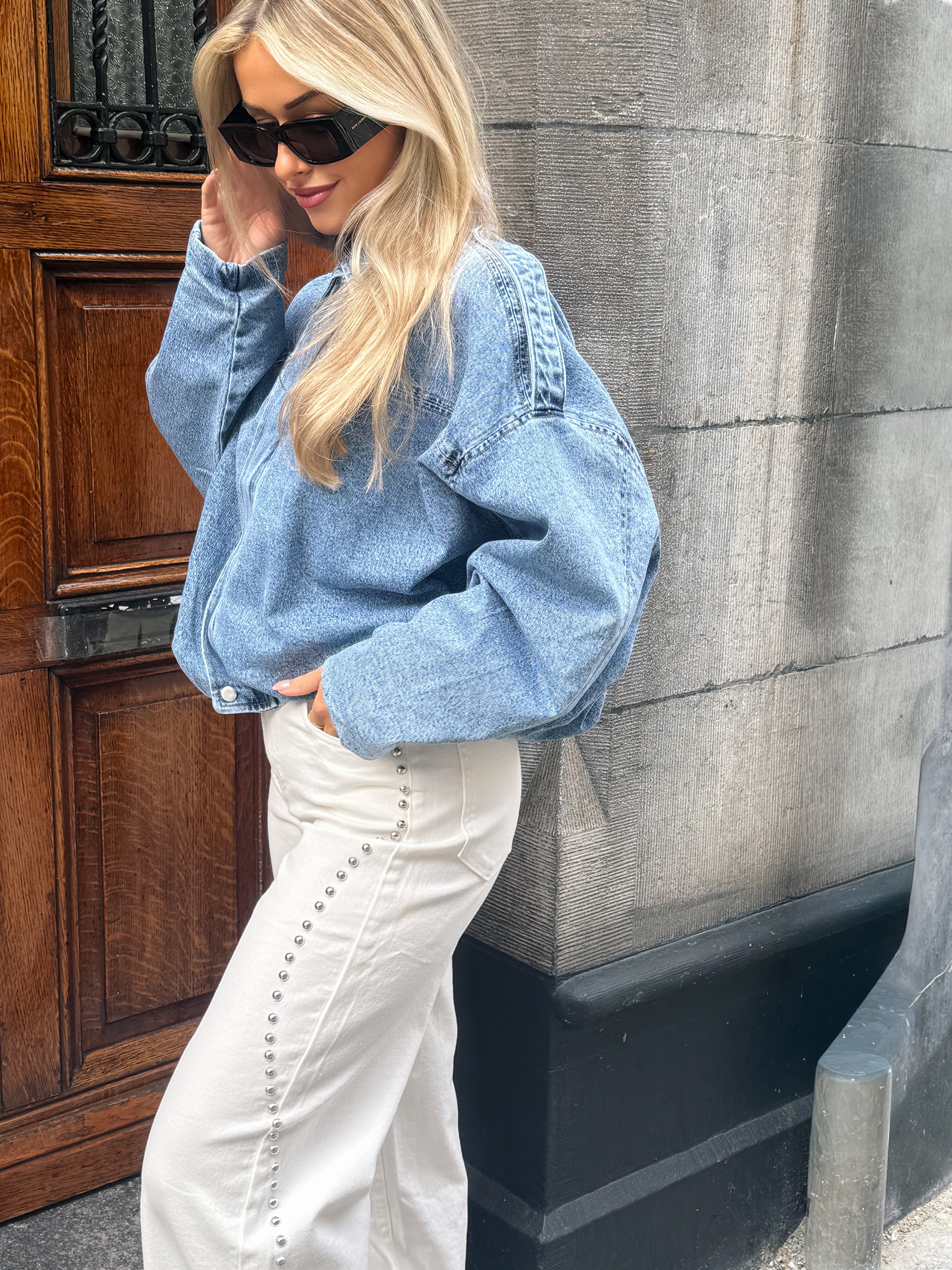 Studded jeans | Wit