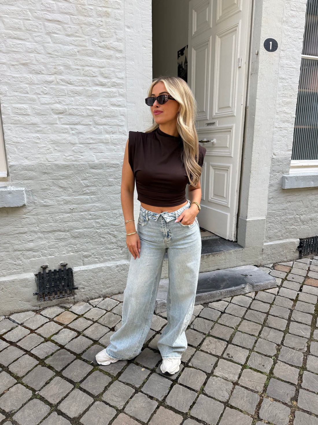 Folded baggy jeans | Blue
