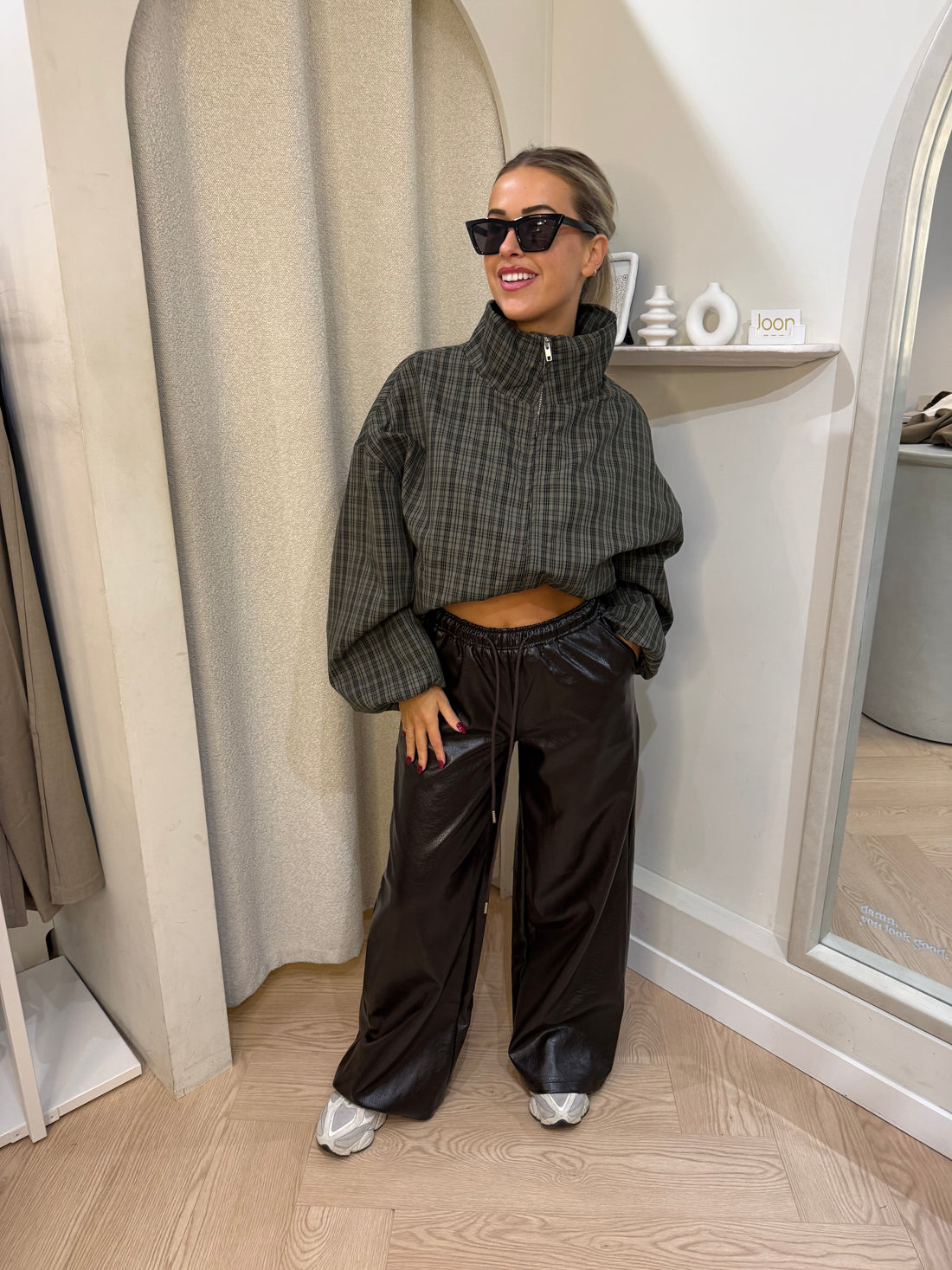 Leatherlook pants | Brown