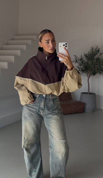 Two coloured jacket | Brown - beige