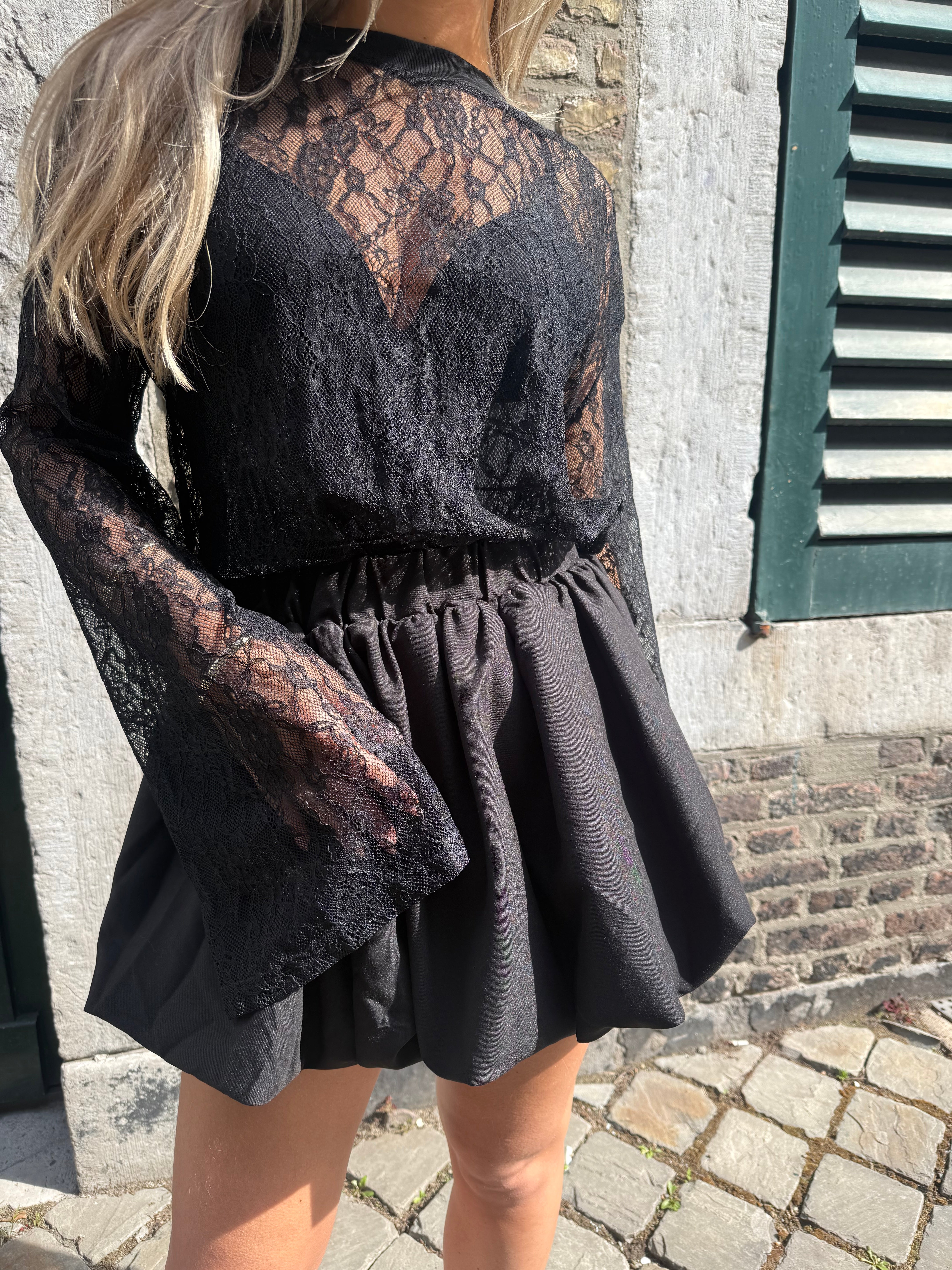 Lace oversized tee | Black