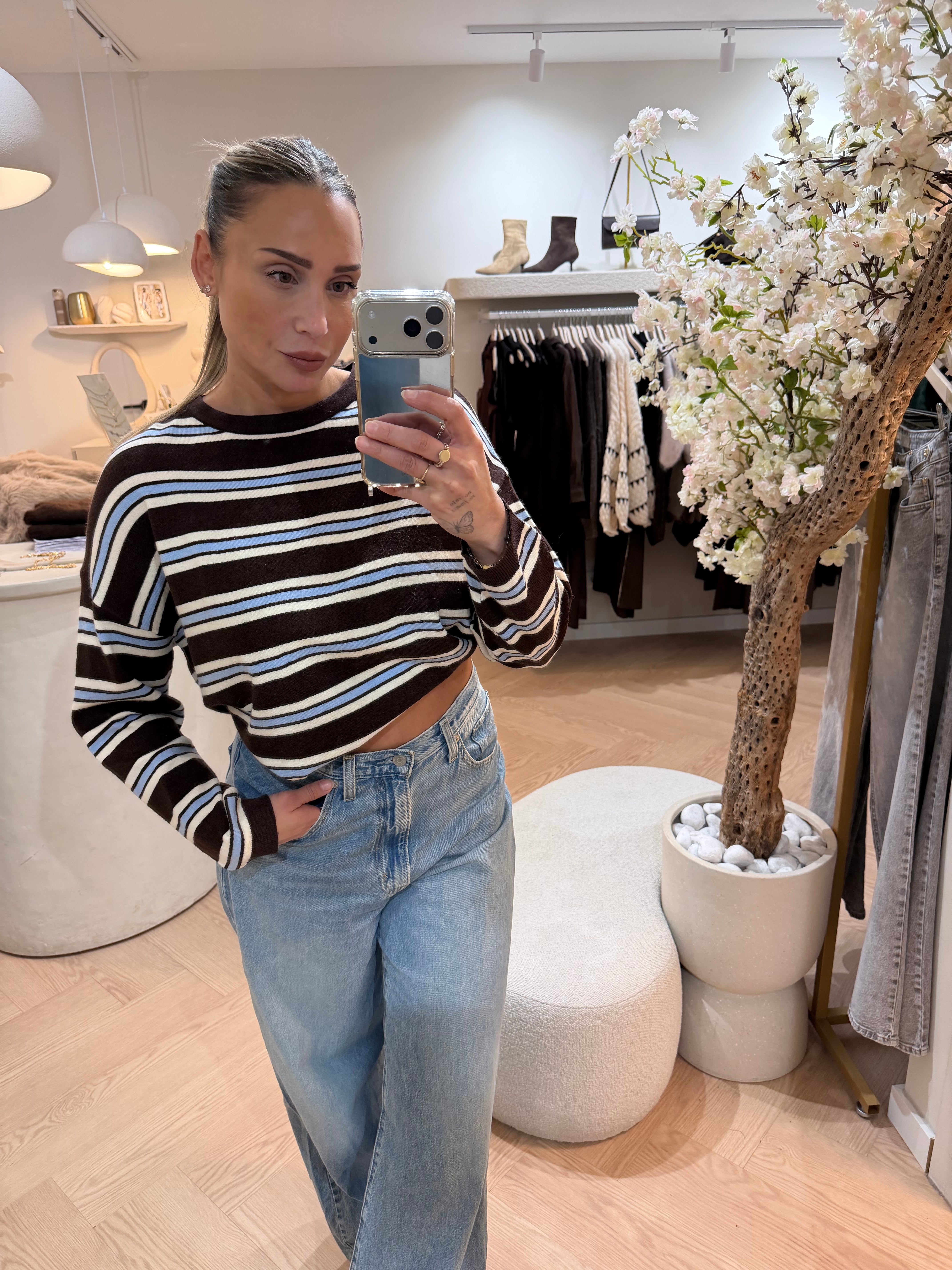 Stripes top | Brown & blue