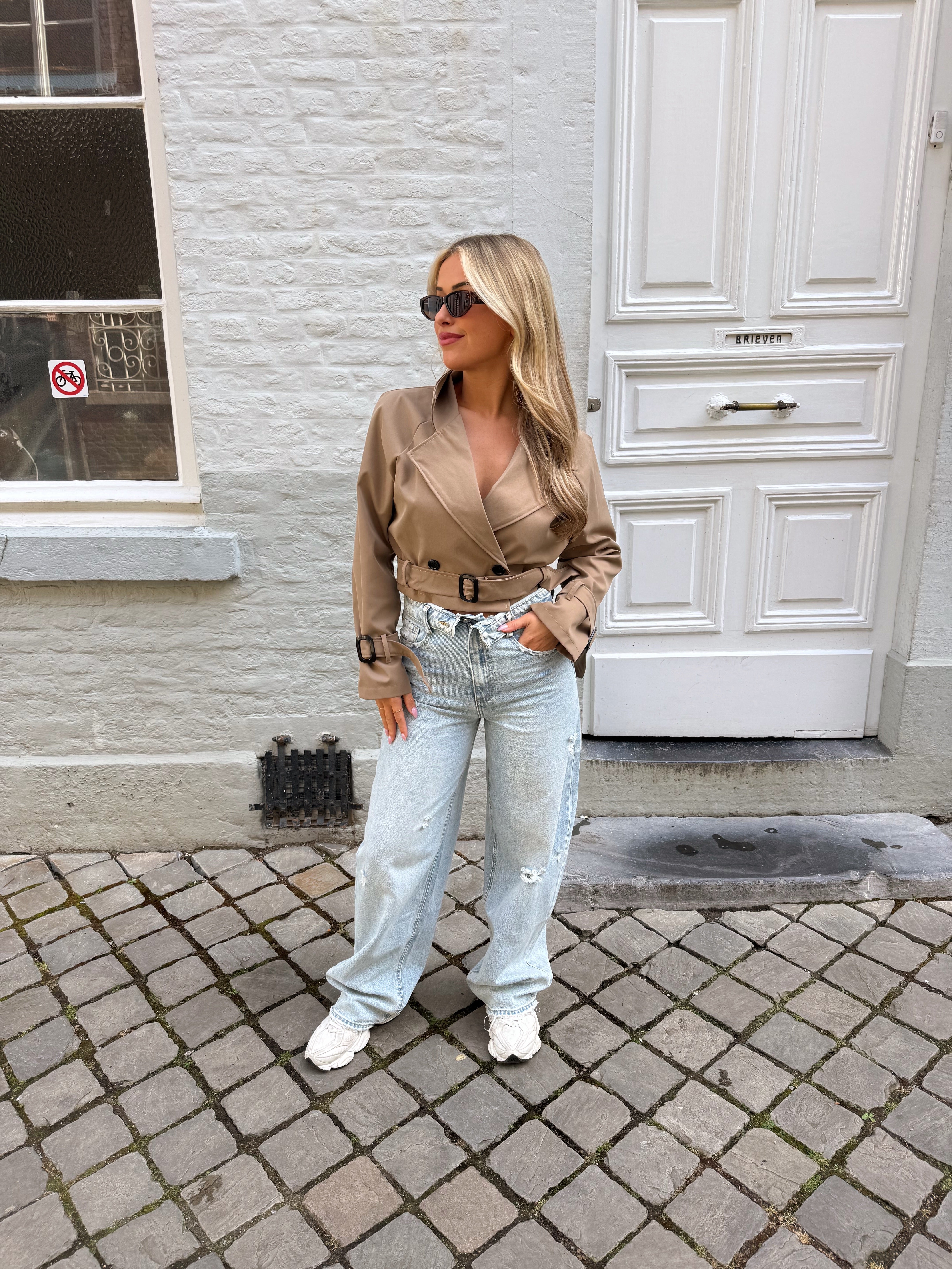 Folded ripped jeans