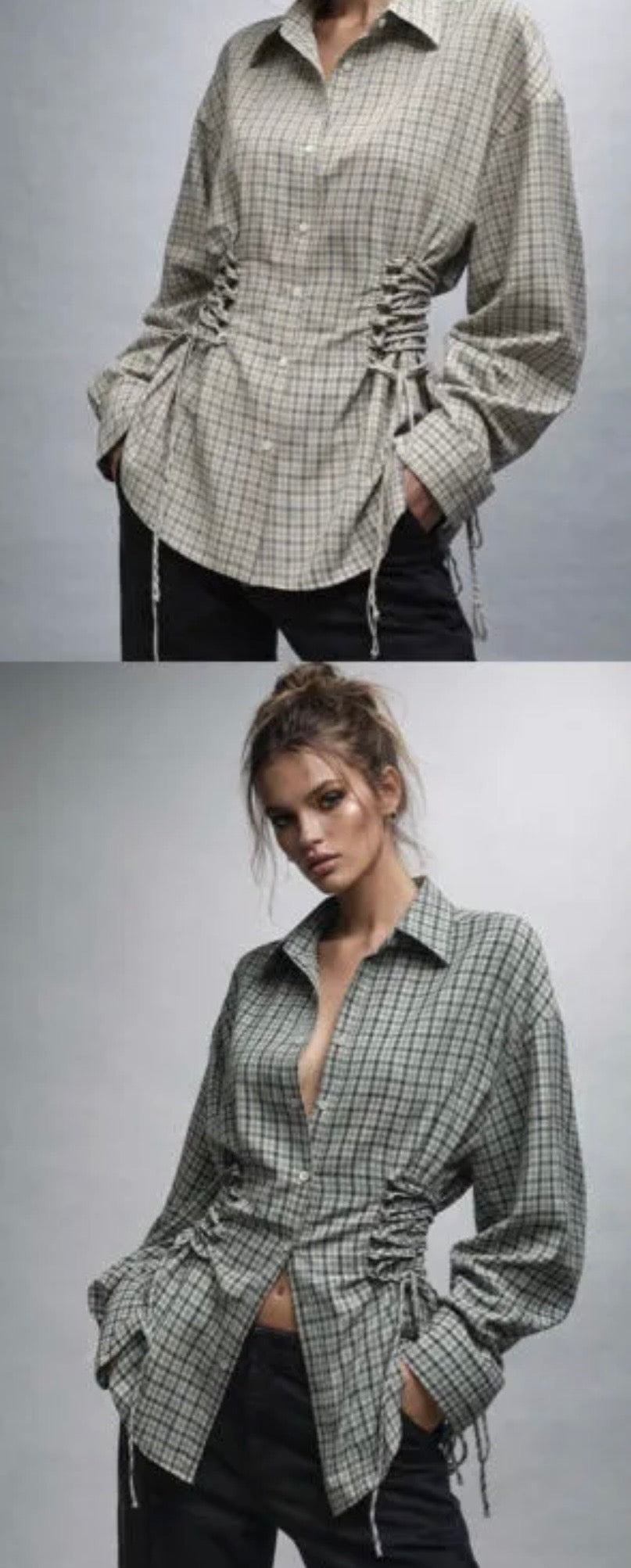 Snatched waist blouse | Geruit