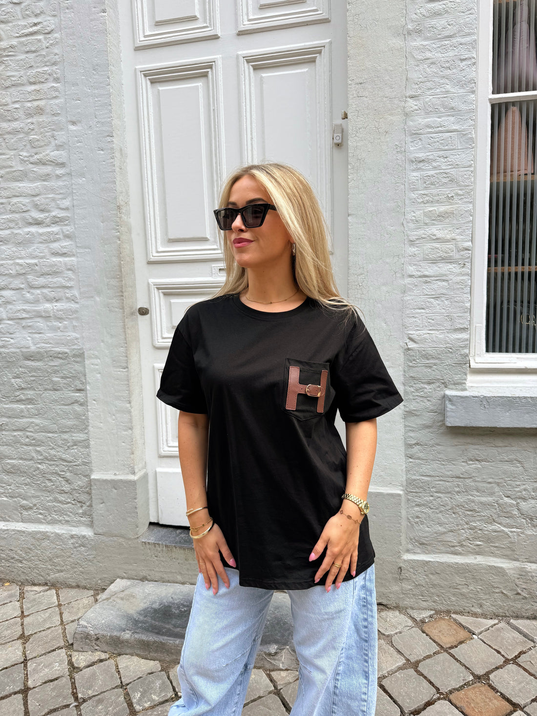 H shirt | Zwart