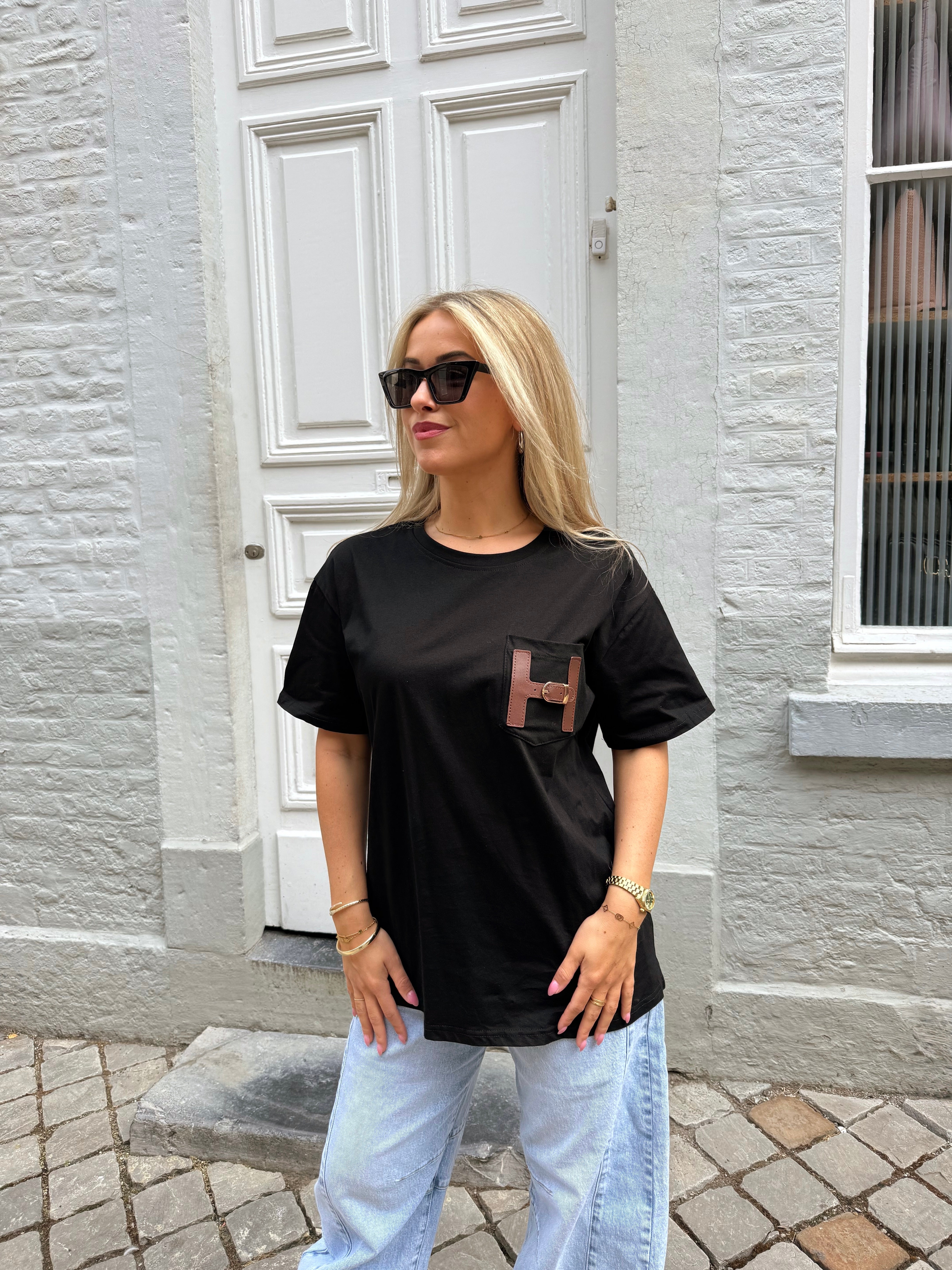 H shirt | Zwart