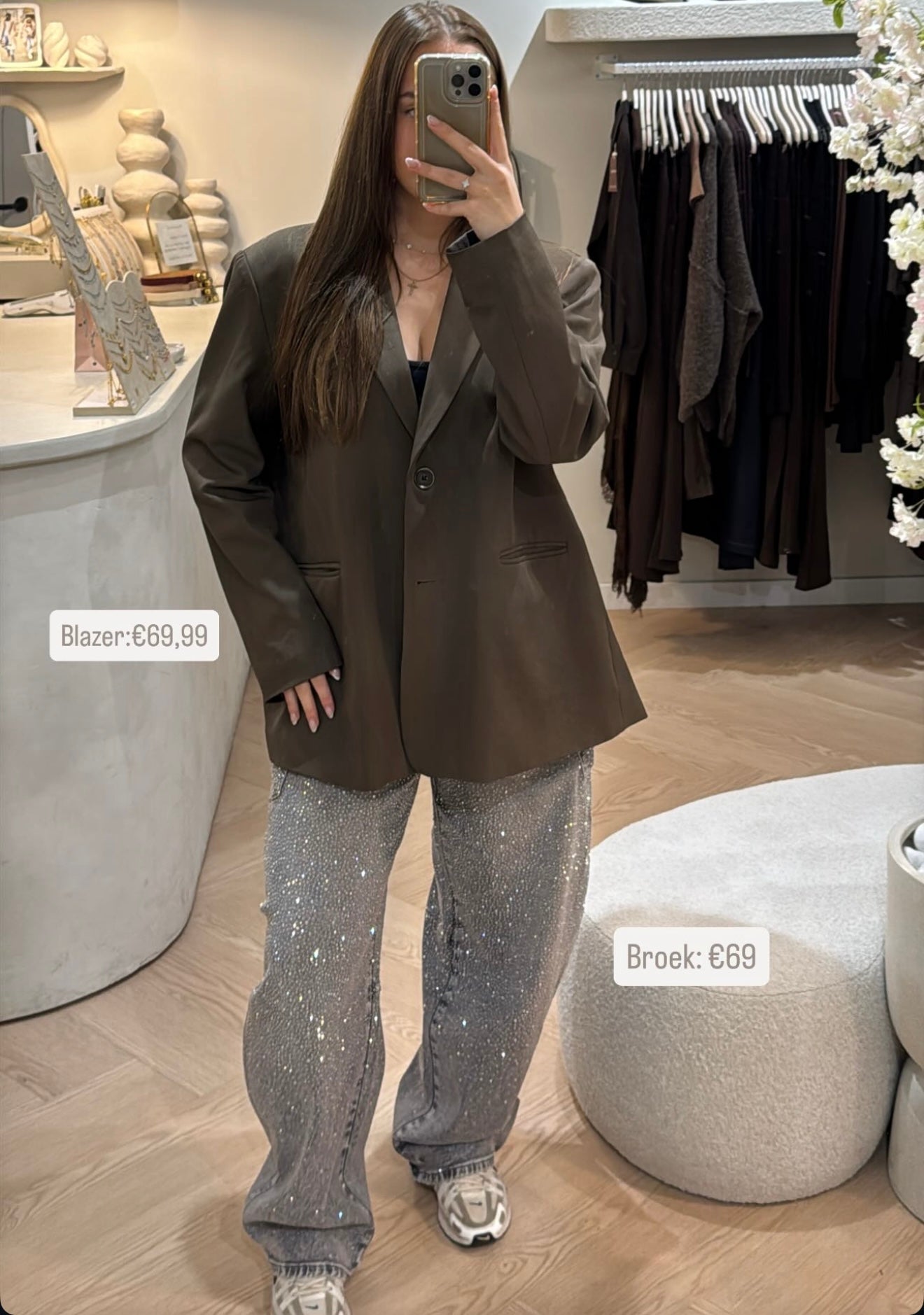 Sparkle balloon jeans | Light grey