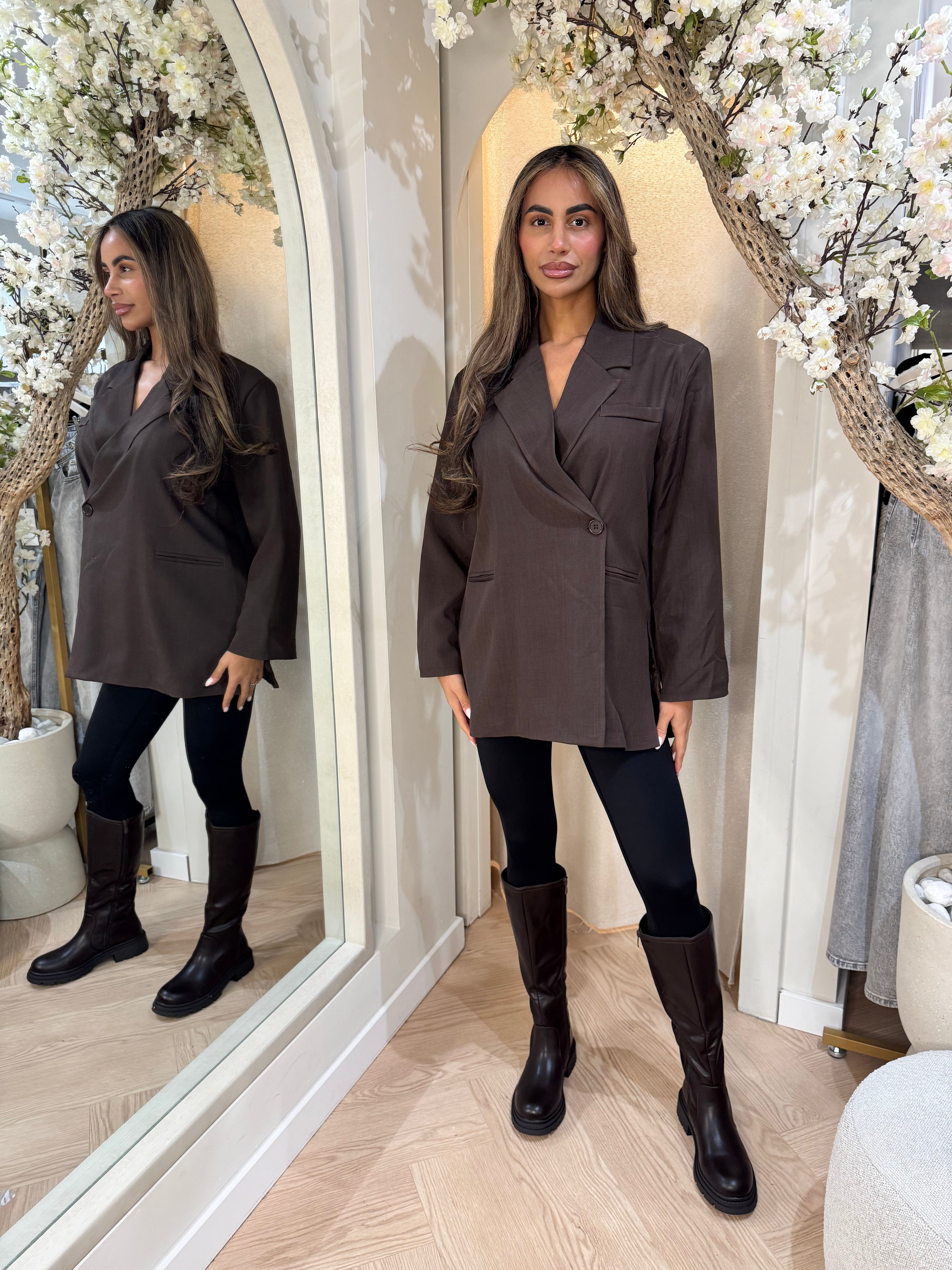 Oversized overslag blazer | Brown