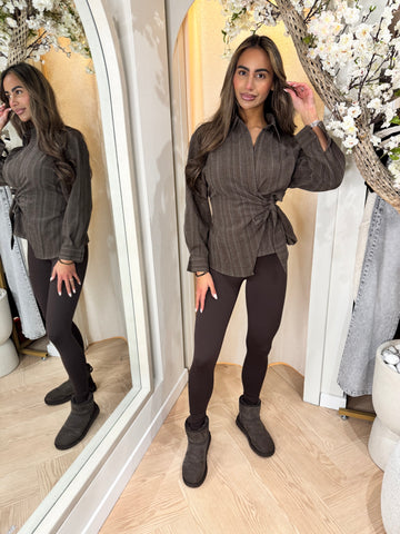 Striped blouse | Taupe