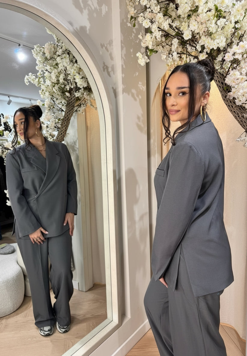 Oversized overlay blazer | Grey